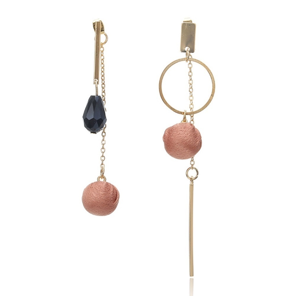 *GIANA* Gold x Pink Asymmetric Fashion Earrings